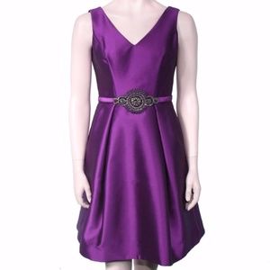Theia Purple  A-Line Jewel Dress Size 12 NWT